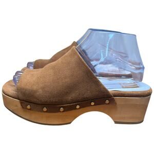 DOLCE VITA Dorando Women's 7.5 Clog Cognac Open Toe Platform Gold Studs